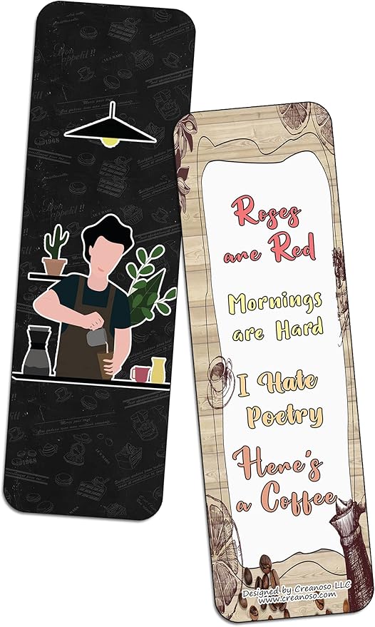Creanoso Funny Barista Quotes Bookmarks (5-Sets X 6 Cards) – Daily Inspirational Card Set – Interesting Book Page Clippers – Great Gifts for Adults and Professionals