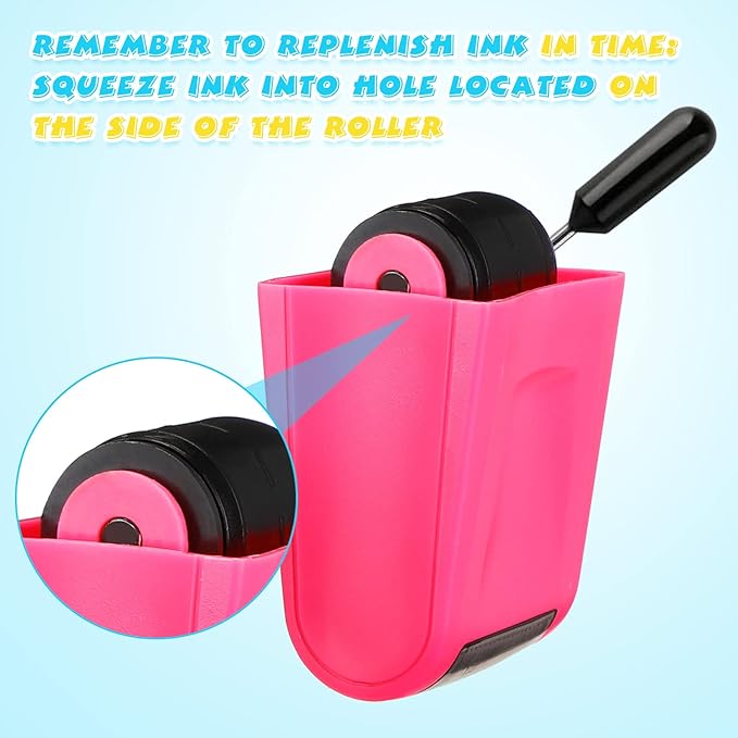 Sherr 2 Handwriting Line Stamp Roller Dashed Handwriting Lines Practice Roller Stamp for Kids, Teachers Kindergarten Education Classroom Back to School Need(2.72 x 2.44 x 1.54 Inch,Green, Pink)