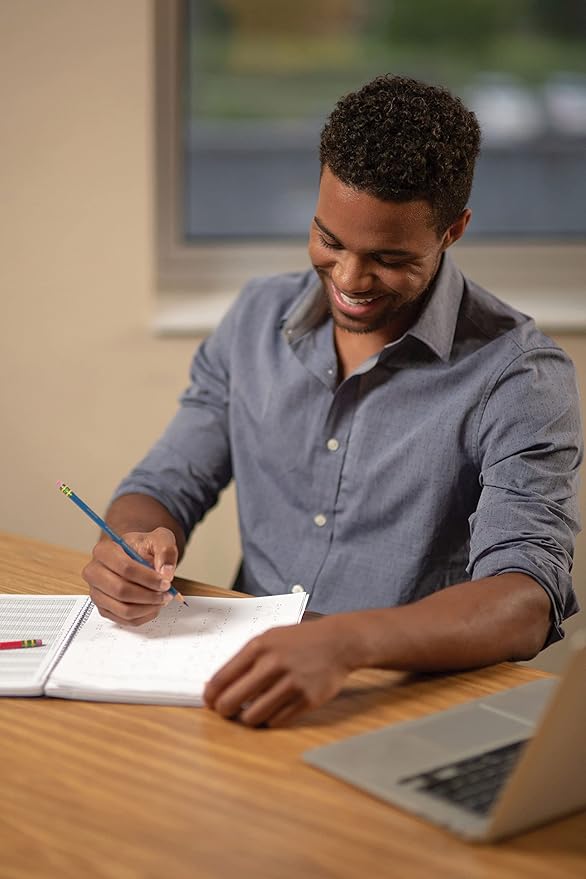 Ticonderoga Erasable Checking Wood-Cased Pencils, Pre-Sharpened, Blue, 12 Count