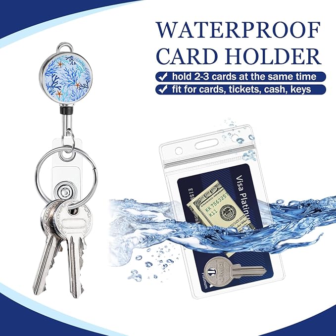 Giancomics Lanyards for Cruise Ships Cards Key, Seaweed Lanyards with Retractable Badge Reel, Cute Waterproof ID Badge Holder with Lanyard Cruise Essentials Must Haves Zip Type Card Protector 2 Pack