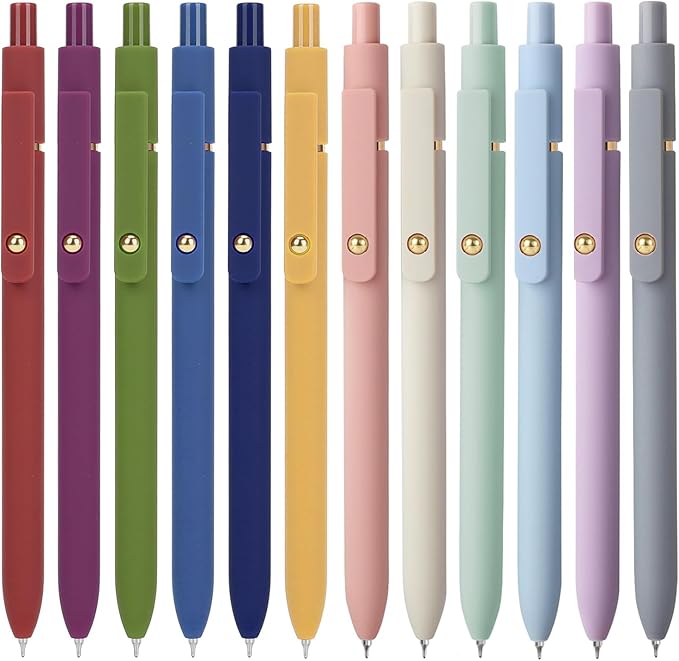 FIOVER 12Pcs Gel Pens, Fine Point Smooth Writing Black Gel Ink Pens for Journaling Note Taking, Cute Aesthetic Office School Supplies Gifts for Women(12PCS Black Ink)