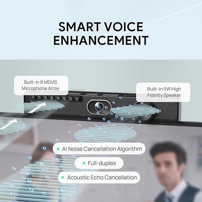 Yealink UVC40 E2 USB Conference Room Camera System 4K Video Conference Camera 120° Wide-Angle Lens 8 Microphone 5W High-Fidelity Speaker Auto Framing Speaker Tracking Compatible with Microsoft, Zoom