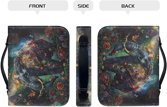 Lotusorchid Floral Mandala Elephant Printed Bible Covers Christ Church Bag for Women Leather Bible Case with Handle Pen Storage Zippered Pocket Waterproof Bible Carrier Bible Protective Cover
