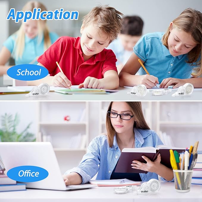 Quick Dry Whiteout Correction Tape Tear Resistant Liquid Paper Pen Shaped Applicator,Highly Suitable for Students,Office Workers,Home,Easy to Use Enhance Study,Work Efficiency,10pcs 1/5"X39Ft