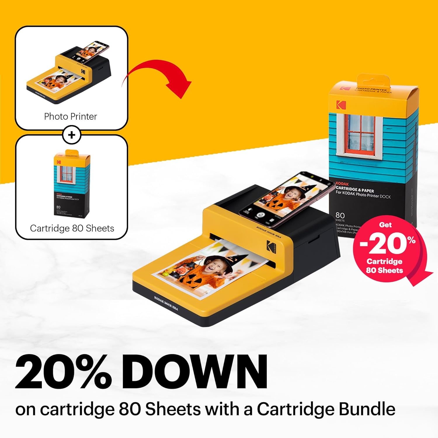 KODAK Dock ERA Plus 4PASS Instant Photo Printer (4x6) (Printer + 10 Sheets)