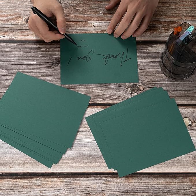 100 Pack Thick Paper Cardstock Blank Heavy Cards Stock for Invitations, Greeting Cards Making, Postcards, Photos, 250GSM Thick Paper (Dark Green, 5x7 inches)