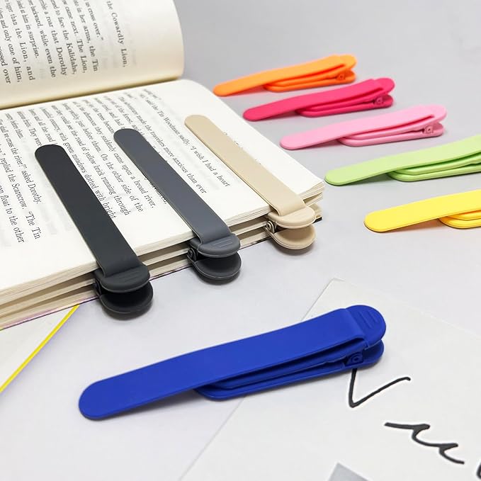 9Pcs Automatic Bookmark, Silicone Smart Book Marks for Reading Women, Men, Kids,Cute Unique Book Markers Bookmark Clip Reading Accessories Gifts for Book Lovers