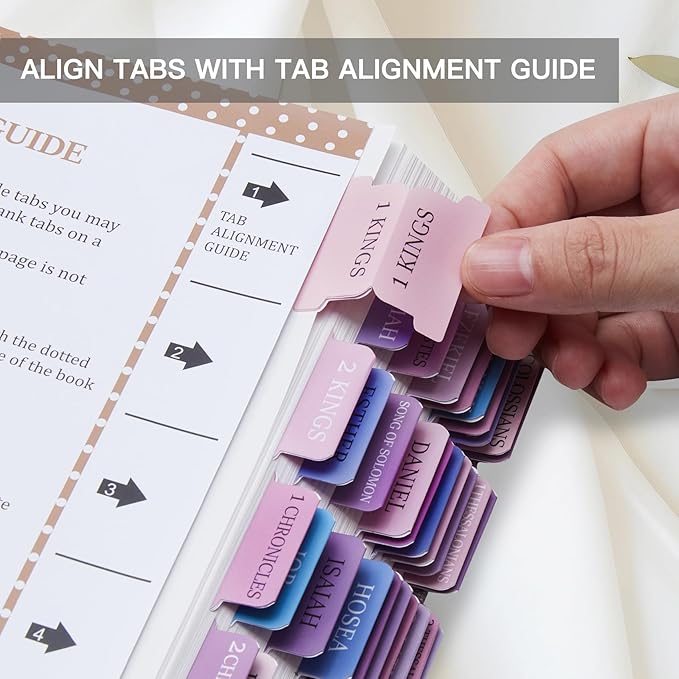 Laminated Bible Tabs for Women & Men - Large Print Tabs for Study Bibles, Boho Theme for Easy Navigation and Quick Reference - Easy-to-Read and Apply Tabs for All Ages-Dreamy Gradient