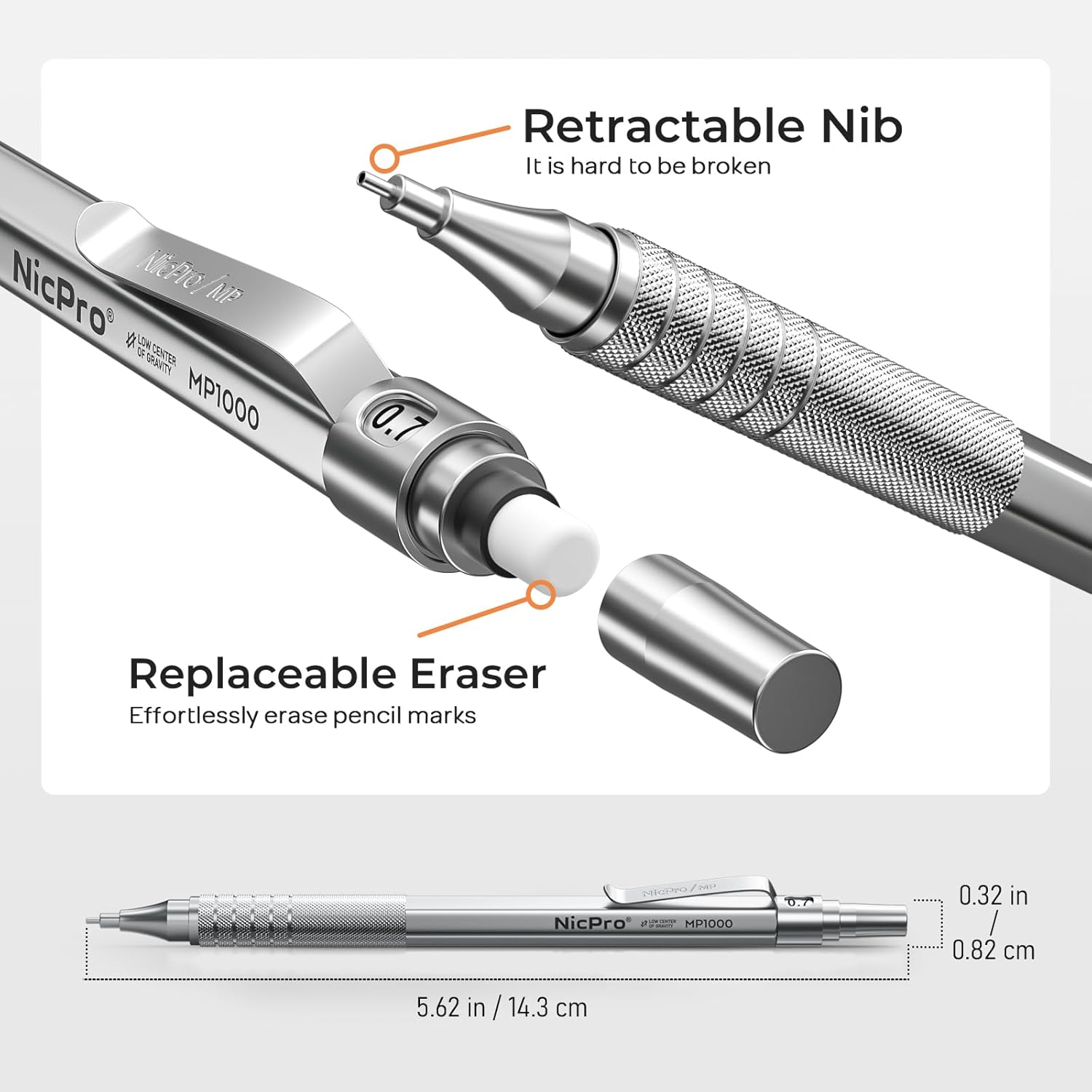 Nicpro 33PCS Metal Mechanical Pencil Set in Leather Case, Art Drafting Pencil 0.3, 0.5, 0.7, 0.9 mm, 2mm Lead Pencil Holders for Sketching Drawing With 18 Tube (6B 4B 2B HB 2H 4H Colors) Lead Refills