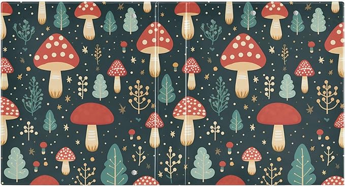 Cute Mushroom Red 3 Ring Binders with Clipboard File Folder for Office School with Pocket, 1 Pack, E01W24021