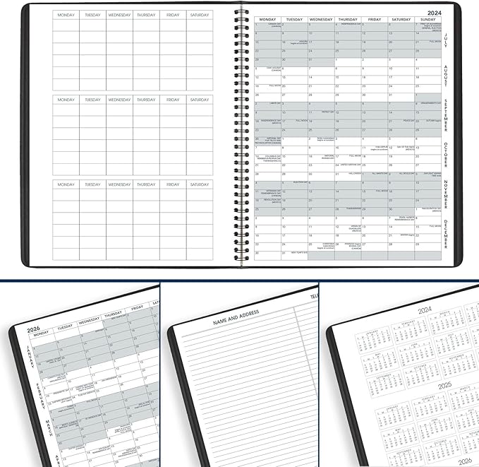 AT-A-GLANCE Planner 2024-2025 Academic, Monthly, 9" x 11", Large, Flexible Cover, Black (7007405)