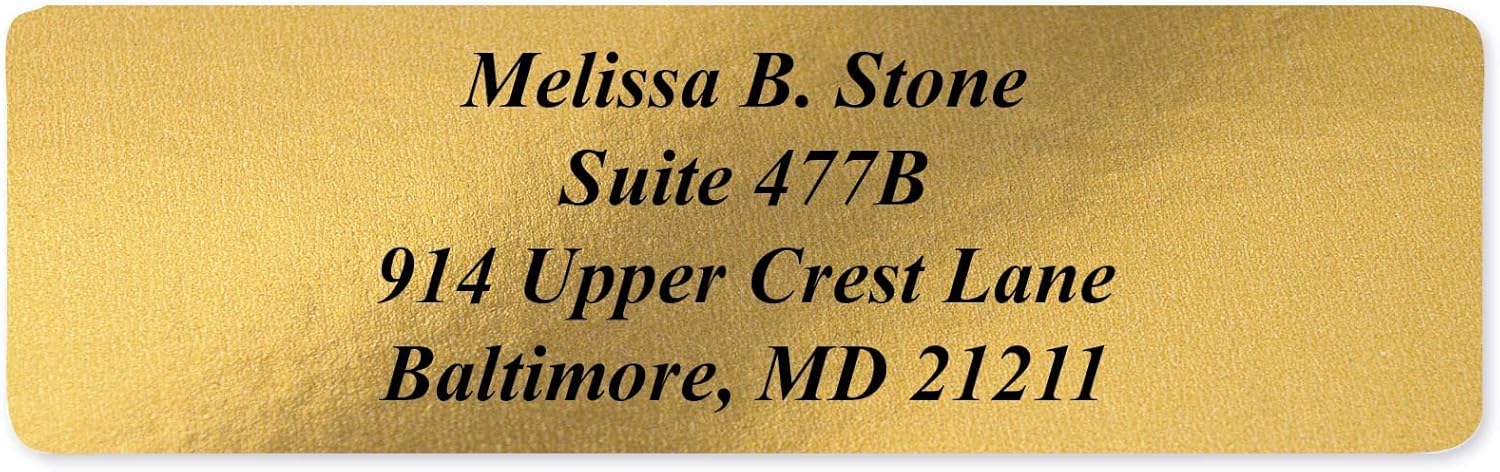 Gold Foil Personalized Return Address Labels with Elegant Dispenser - Roll of 250 Custom Stickers