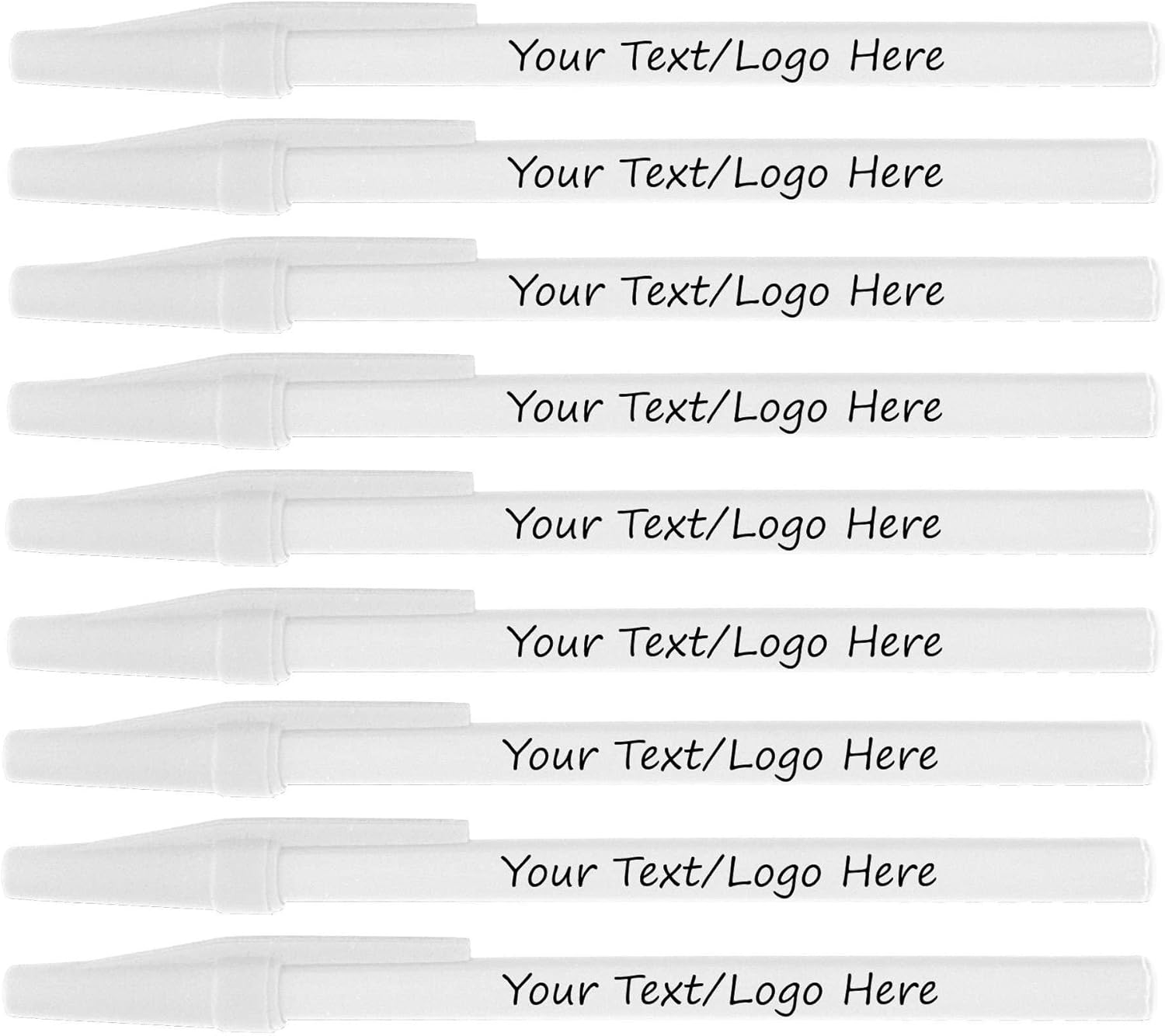 Personalized Stick Pens With your Custom Logo or Text-500 Pack Bulk-for Businesses, Parties, and Events, Custom Printed Slim Ballpoint Pens Colored with Cap, White, Black Ink
