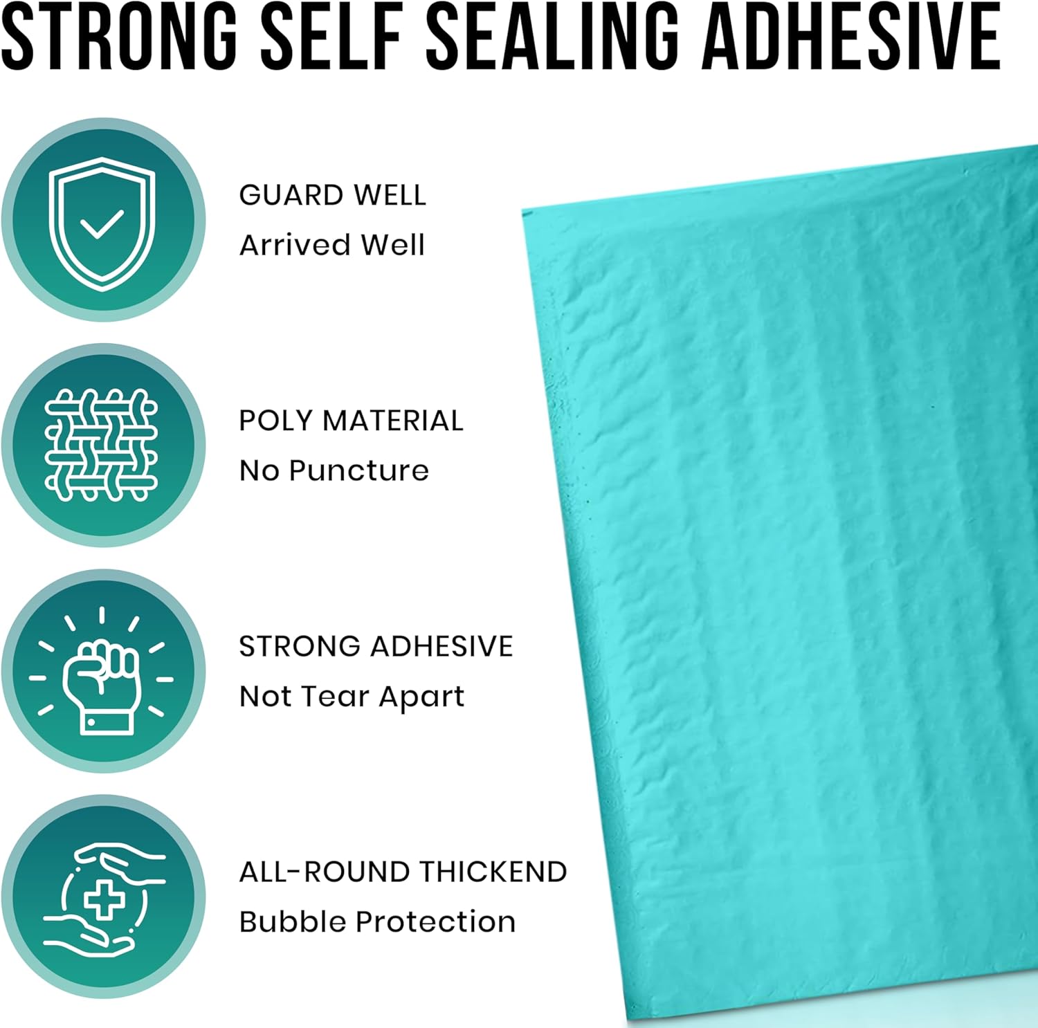 Levex - #0 6" x 10" [5 Pack] Teal Poly Bubble Mailers, Padded Envelope Mailers, Packing Envelope & Mailing Bags for Shipping