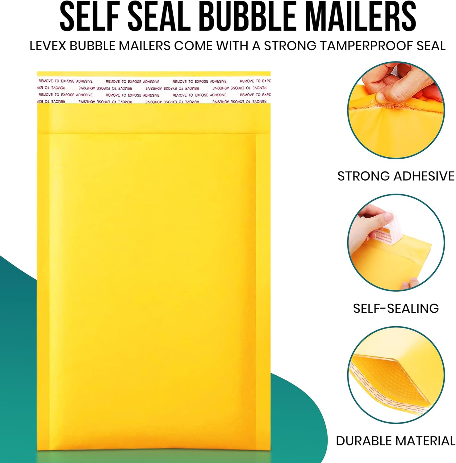 Levex - #0 6" x 10" [100 Pack) Kraft Bubble Mailers, Padded Envelope Mailers, Packing Envelope & Mailing Bags for Shipping