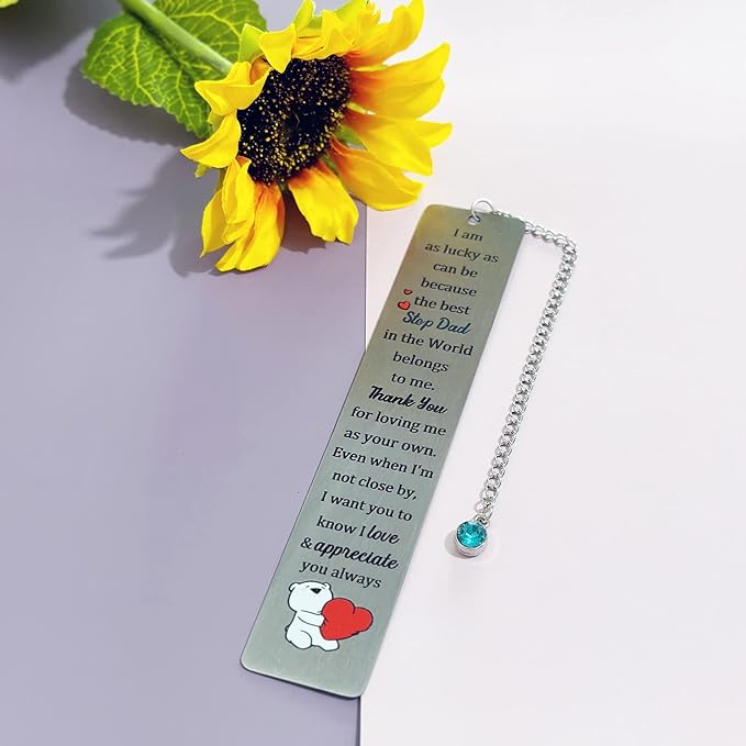Step Dad Bookmarks Fathers Day Gifts Bookmarker Birthday Retirement Appreciate Love Quotes Keepsakes Personalised Thank You for Loving Me as Your Own Christmas Thanksgiving Men Book Lover Accessory