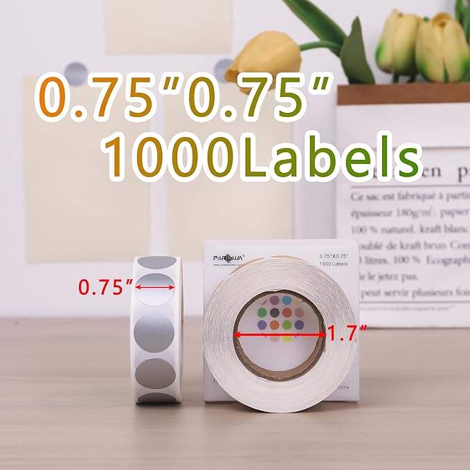 PARLAIM 3/4 Inch Roll Color Coding Labels,1000 per Roll Round Permanent Adhesive Color Coding Circle Dot Stickers for Office Home (Silver)