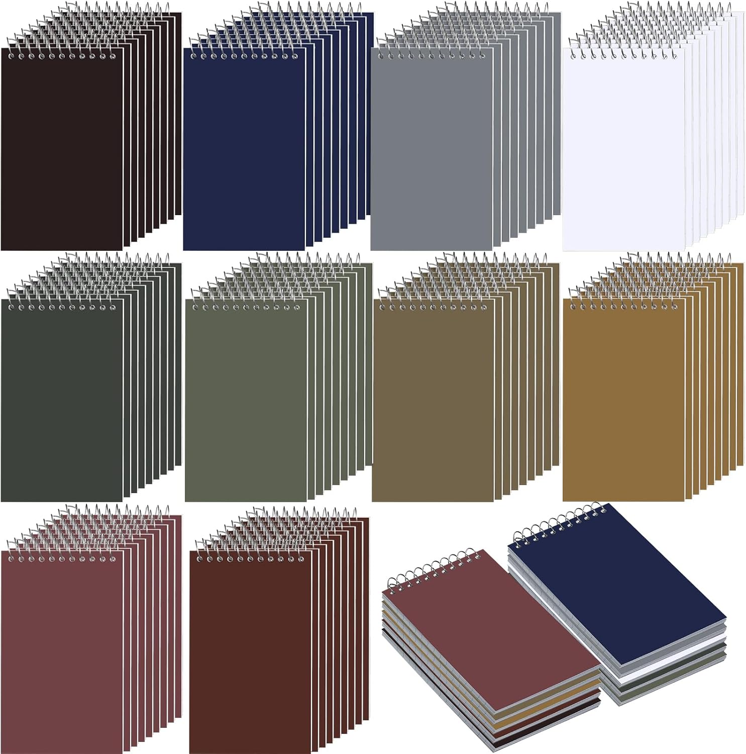 Thenshop 100 Pads Spiral Memo Bulk 3'' x 5'' Top Bound Memo Book 60 Sheets Small Mini Notebooks Lined Wire Bound Pocket Steno Book for Home, Office, School (Multicolored)