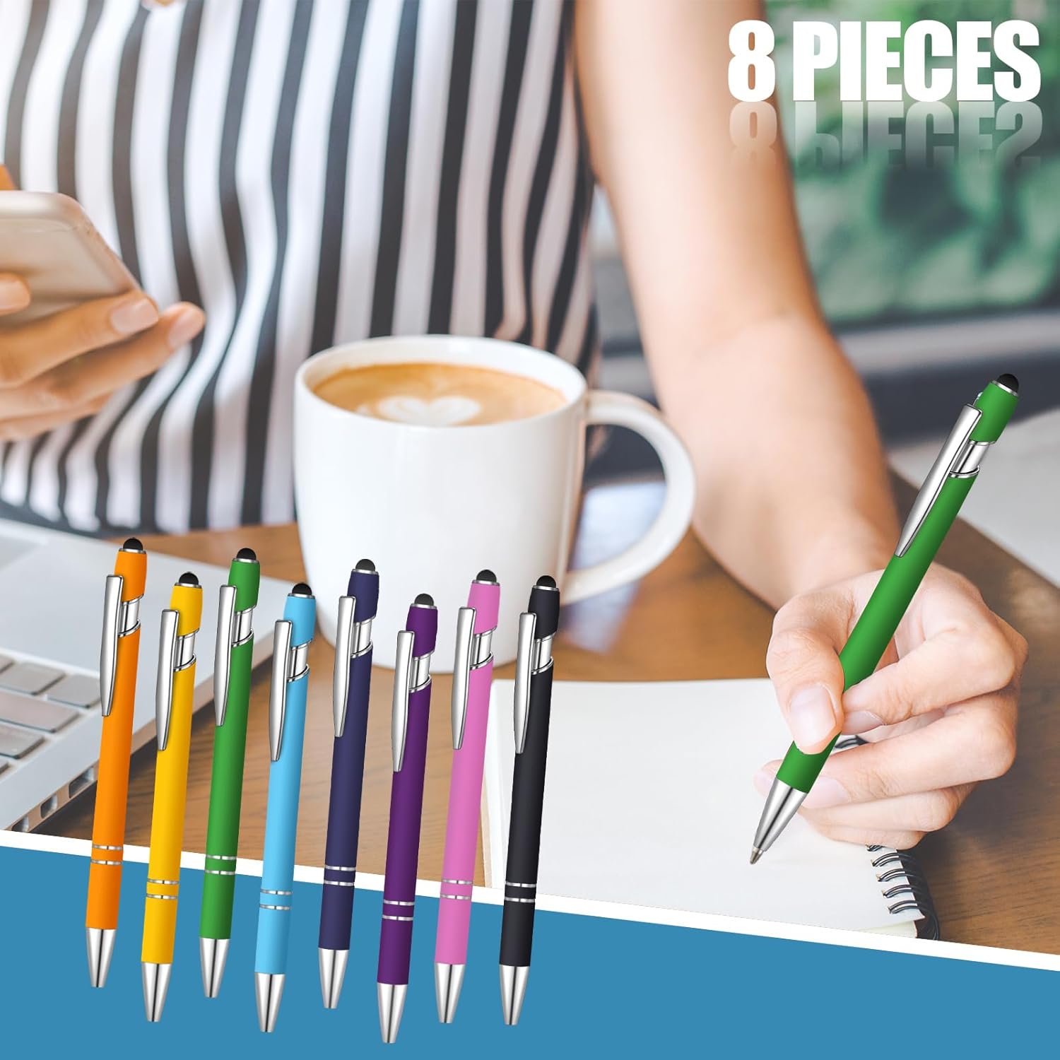 36 Pcs Blue Ink Ballpoint Pen with Stylus 2 in 1 Ballpoint Pen for Touch Screens School Office Coworkers (Multicolor)