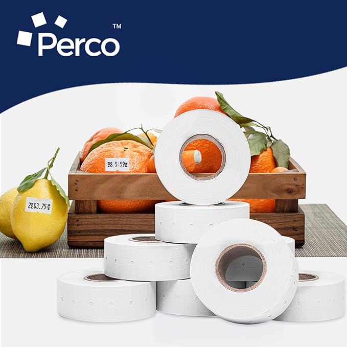 Perco 1 Line White Labels - Case of 30 Sleeves, 240,000 Blank Pricing Labels for Perco 1 Line Price and Date Guns
