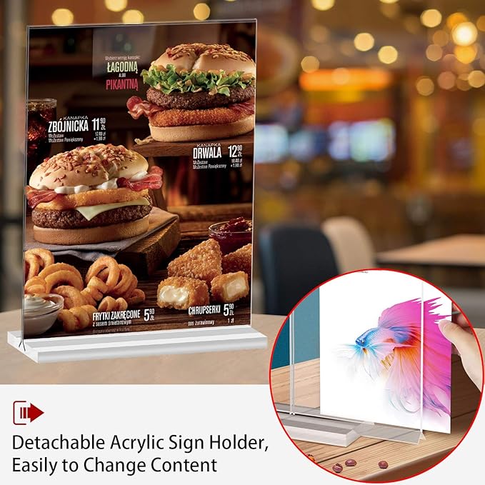 newnewshow Acrylic Sign Holder 5.5x8.5 Inch 3 Pack Vertical T Shape Double-Sided Desktop Display Holder. (Optional 8.5x11 8.5x5.5 5x7 Horizontal and Vertical)