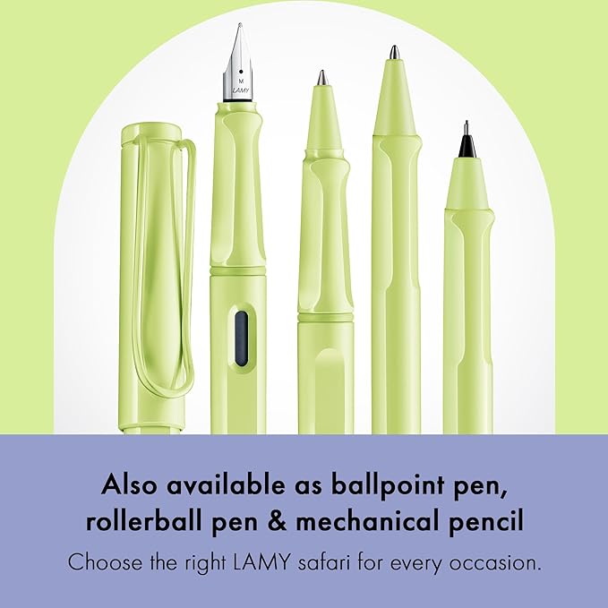 LAMY safari springgreen - Fountain Pen with ergonomic grip & polished Left-Handed steel nib (LH) in size M - ideal for any Writing & Calligraphy - including LAMY T 10 blue cartridge