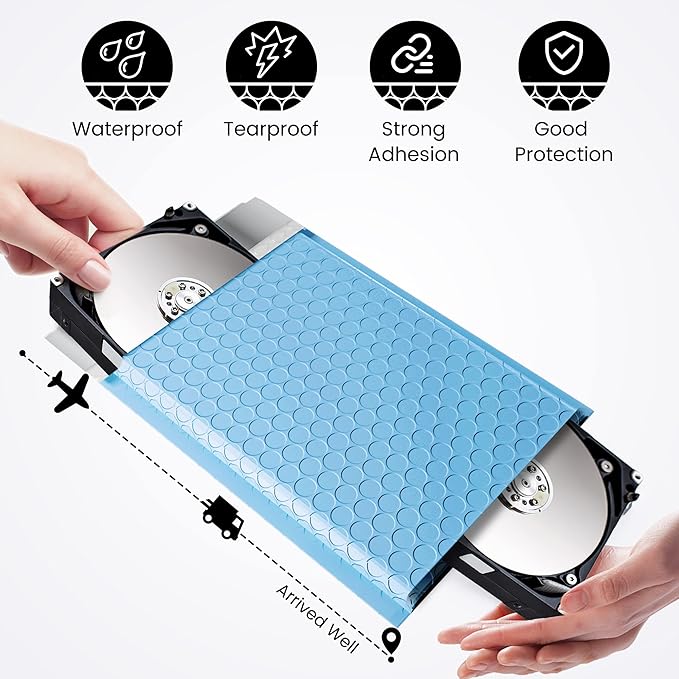 Fuxury Bubble Mailer 6x10 Inch 50 Pack Light Blue,Self-Seal Adhesive Packaging Bags, Waterproof Poly Bubble Mailers, Mailing Evenploves Packaging For Jewelry, Cards, Makeup, CD, Small Business #0