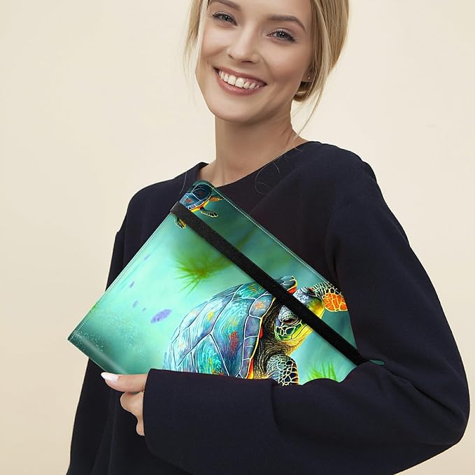 Padfolio Folder with Clipboard,Portfolios Organizer Clipboards with Storage Clipboard Writing Pad PU Leather Conference Document Organizer with Business Card Holder,Turtle