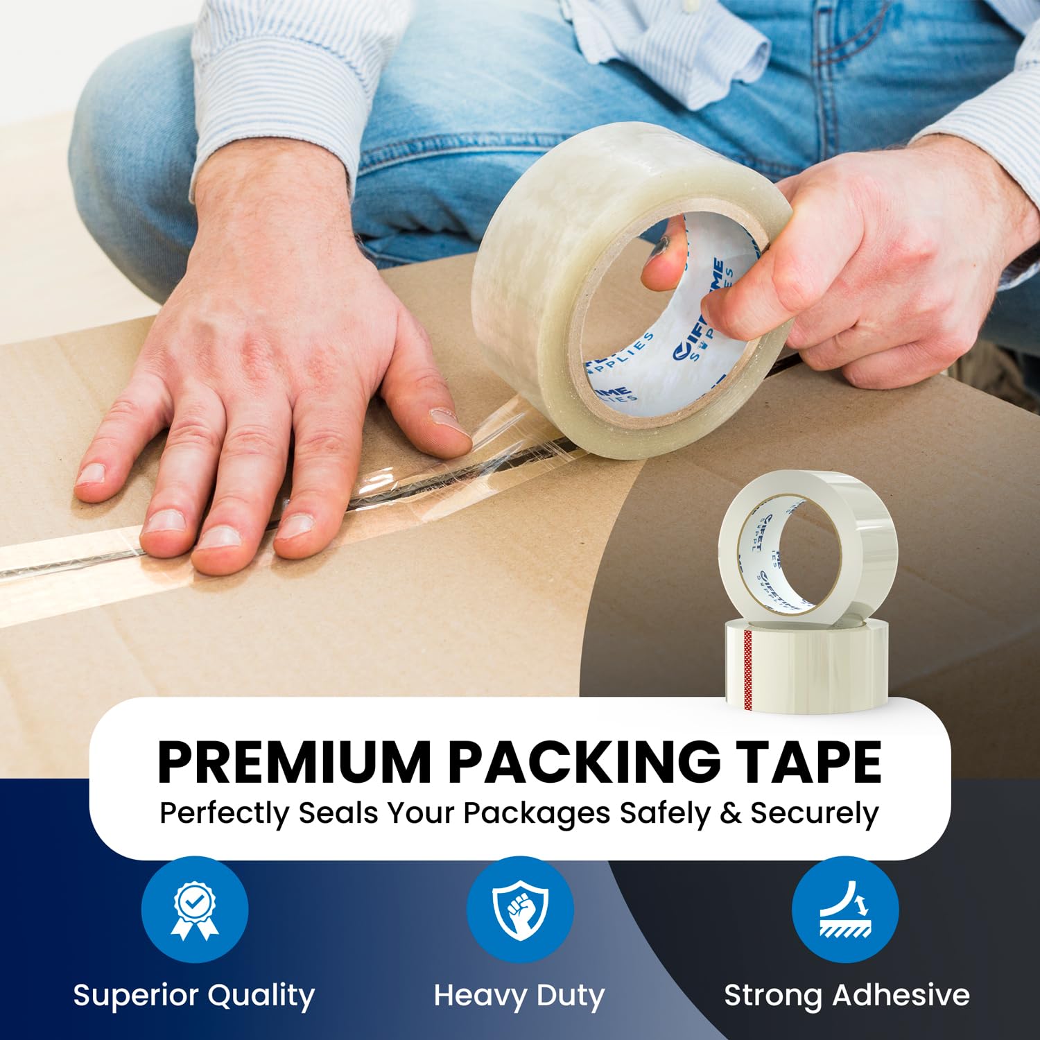 36 Rolls [Upgraded] Clear Premium Packing Tape, 65 Yards, 2.2 mil, Heavy Duty Packaging Tape for Shipping, Moving, Sealing - Stronger & Thicker