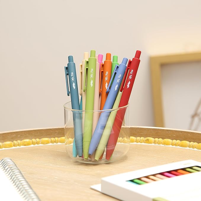 Mr. Pen- Retractable Gel Pens, 12 Pack, Vintage Colors, Gel Pens Fine Point 0.7mm, Retractable Pens, Cute Pens, Gel Ink Pens, Aesthetic Pens for Journaling, Colorful Pens, Fine Tip Pens