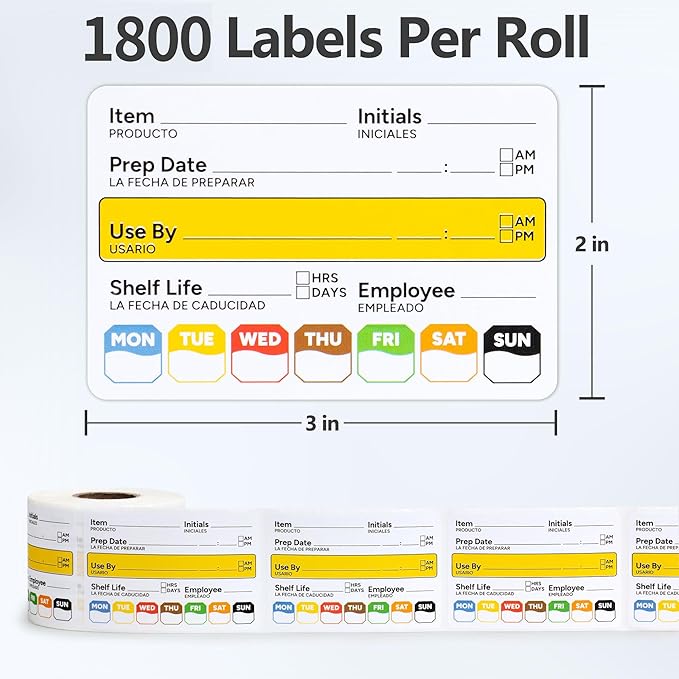 Restaurant Quality Shelf Life Food Rotation Labels, 2” x 3” Self-Adhesive Removable Freezer Food Labels Stickers, Perfect for Reusable Containers, Easy to Remove, Food Safety Date Sticker (6 PCS)