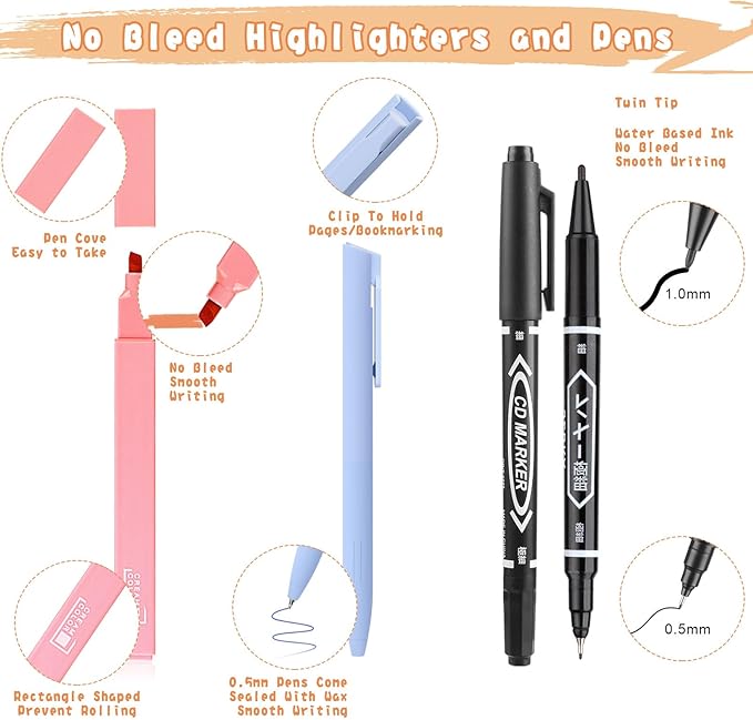 Bible Journaling Kit, Include 6 Bible Highlighters and 6 Pens No Bleed, 90 Laminated Bible Tabs, Magnetic Bookmarks, Sticky Notes, Bible Study Supplies Essentials Set for Women & Men