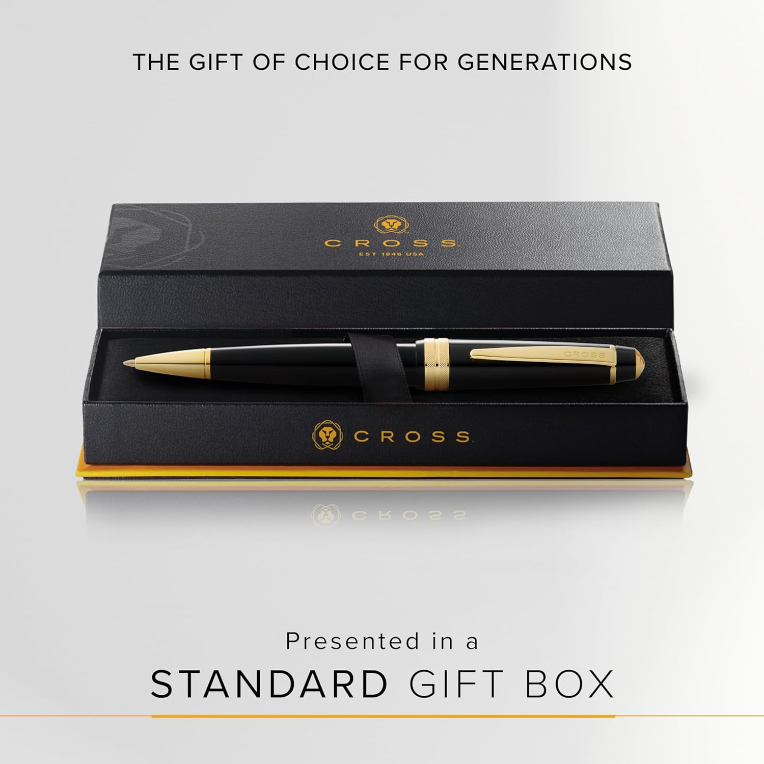 Cross Bailey Light Refillable Ballpoint Pen Presented in a Everyday Gift Box - Medium Point, Black Ink, Polished Black