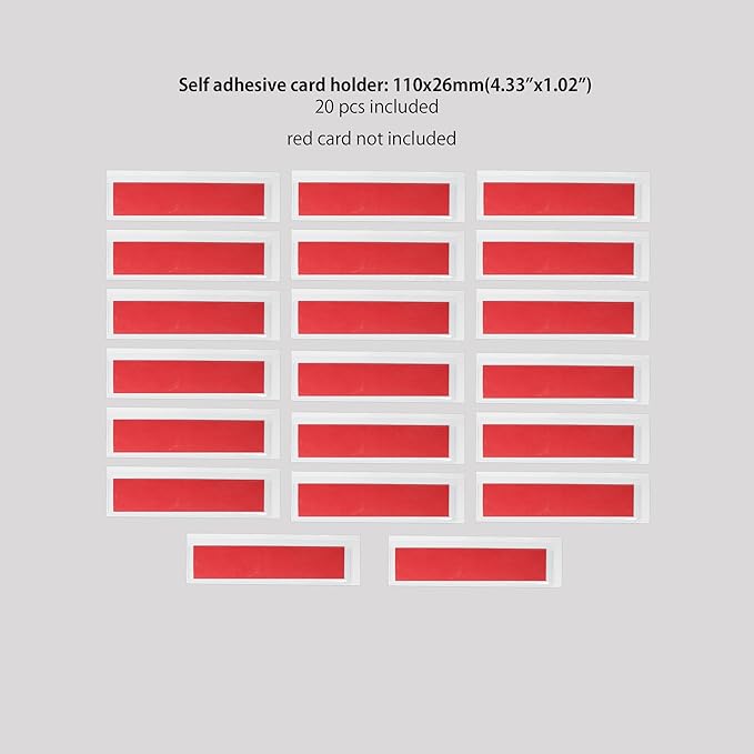 Clear Adhesive Pockets Sleeves,Plastic Self Adhesive Label Holders Pockets Holder for Index Cards Planners Cabinets Shelves (4.33"x1.02"(110x26mm)-20PCS)