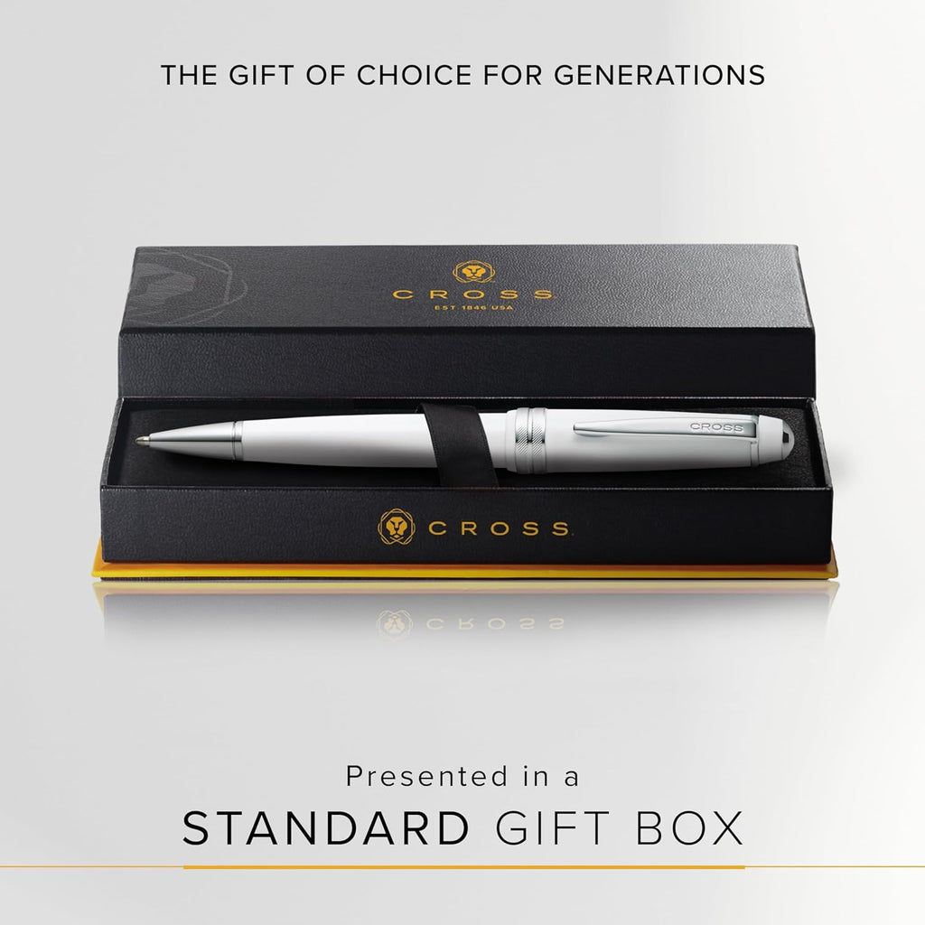Cross Bailey Light Refillable Ballpoint Pen Presented in a Everyday Gift Box - Medium Point, Black Ink, Polished White
