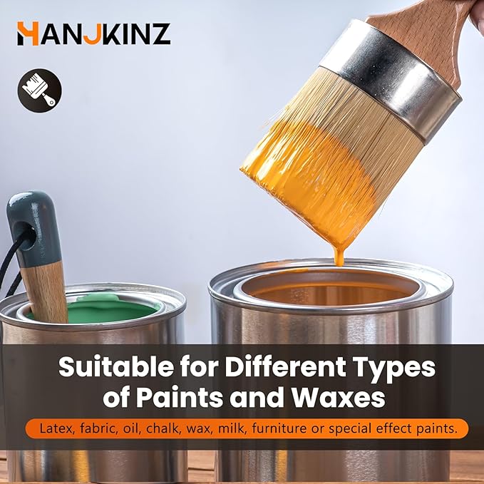 Chalk and Wax Paint Brush 3 Pcs Set, Chalk Paint Brushes for Furniture, Painting or Waxing, Milk Paint, Natural Bristle Stencil Brushes for All Painting and Waxing