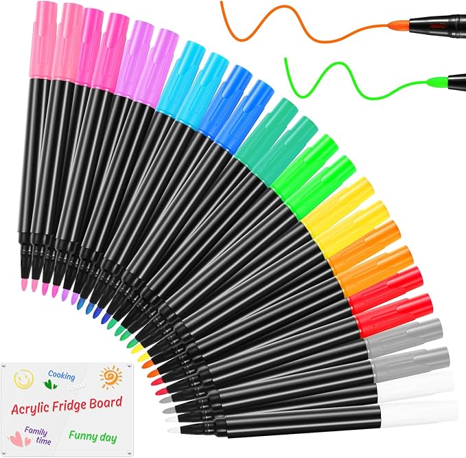 24 Liquid Chalk Markers 12 Colors for Acrylic Calendar Planning Boards Glass Dry Erase Board Whiteboard Wet Erase Markers for Window Mirror, 1mm Fine Points, for Glass Window Halloween Painting