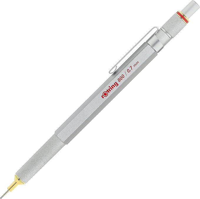rOtring 800 Mechanical Pencil, 0.7 mm, Silver Metal Barrel
