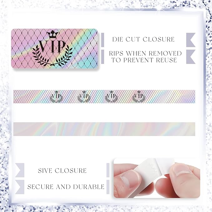 Jadive 500 Pieces Paper Wristbands VIP Plastic Waterproof Party Identification Wristbands Party Bracelets for Events Amusement Parks, Club, Concerts, Fairs, Festivals and Events(Neon Silver)