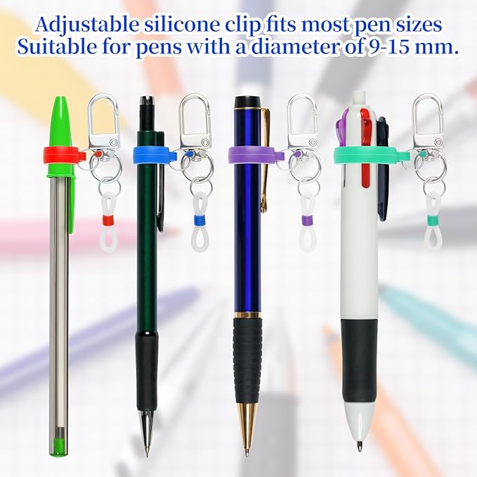 Retractable Pen Holders, 14 Set Silicone Pen Holder with Lobster Clasp, Clip on Pens Holder for Badge Reel, Perfect Pen Holder f1or Lanyard, Badge Pen Holder for Nurses, Badge Reel Accessories