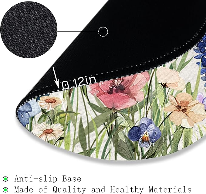 Gctriki Flowers Plants Mouse Pads for Desk,Cute Floral Small Round Mousepad with Stitched Edge Non-Slip Rubber Base,Comfortable Computer Mouse Pad for Laptop, Cute Office Desk Accessories Decor