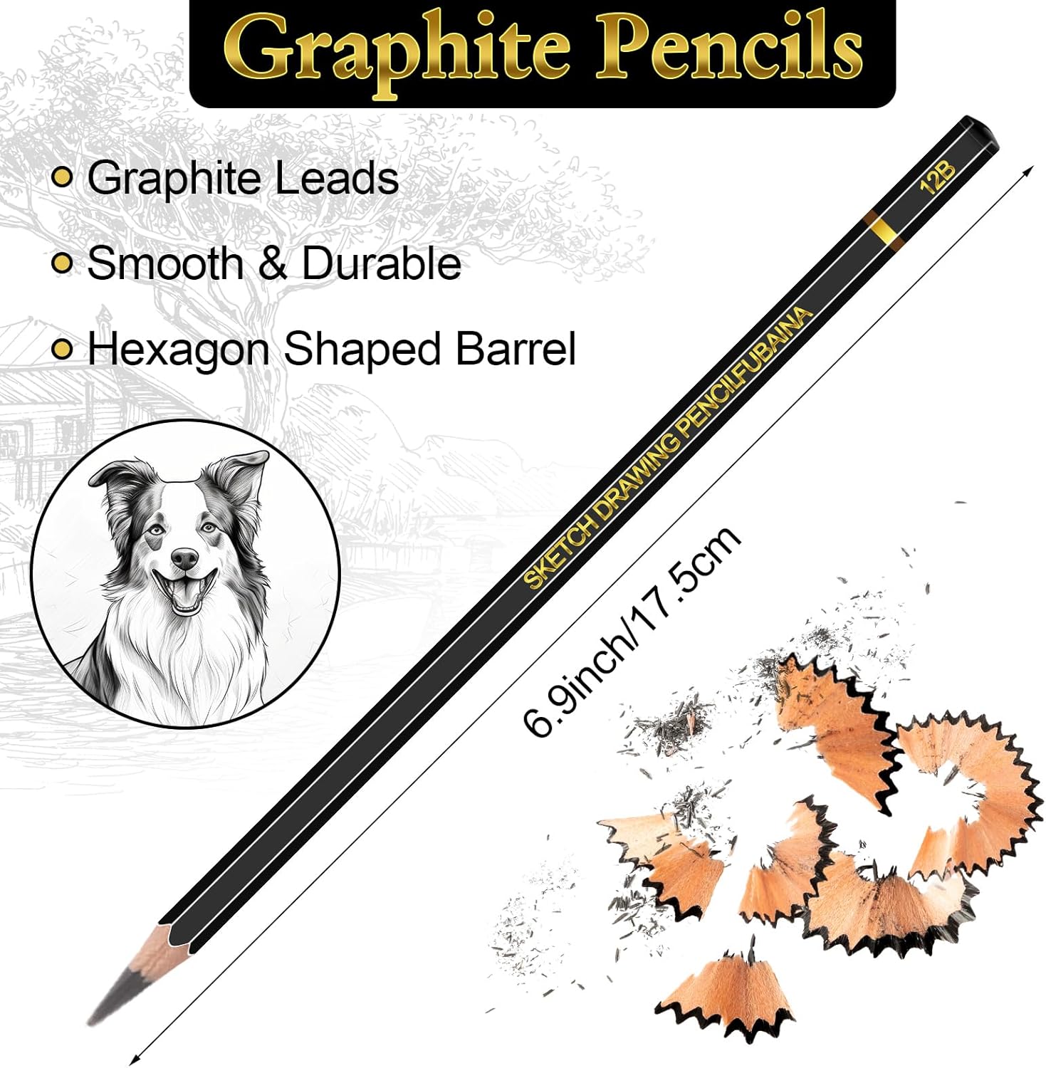 12 Pcs Drawing Sketching Pencil Set Professional (12b - 4h) Graphite Charcoal Gift Bulk for Artists Beginners, Pro Artists, Drawing Art, Sketching