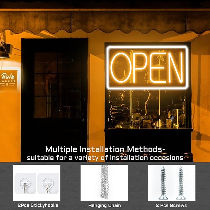 Open Signs for Business Ultra Bright LED Neon Open Signs 22 Inch Plug In Electric Light Up Open Sign with ON/OFF Switch for Business Storefront Window Glass Door Shop Florists Bar Salon Cafes Pubs