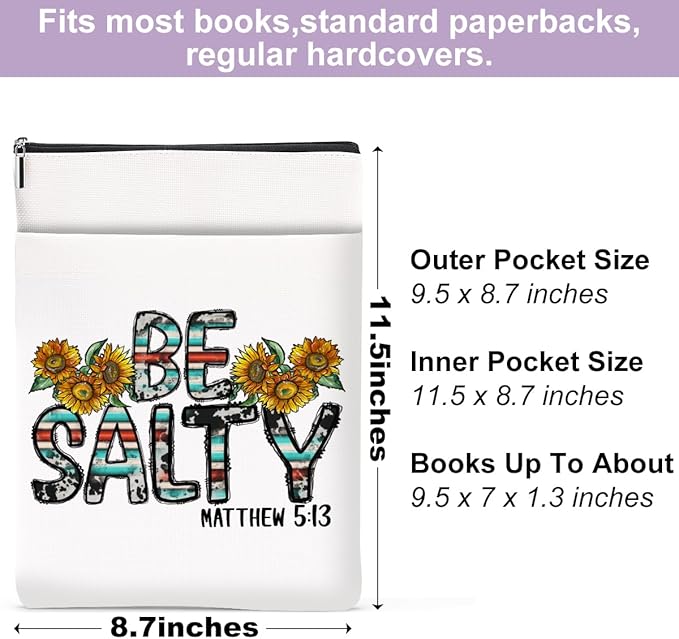 Inspirational Western Bible Verse Christian Gifts Book Sleeve Book Cover Religious Cowgirl Accessories for Women Her BFF Friendship Christmas Birthday Book Lovers Gifts Book Protector with Zipper