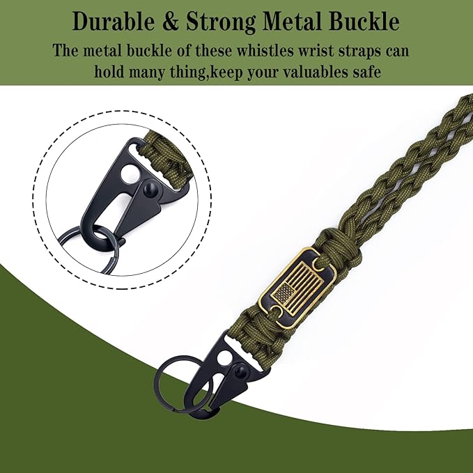 Heavy Duty Braided Paracord Lanyard Keychain with USA Flag, Parachute Rope Necklace Keychains, Braided Strong Lanyard with Metal HK Clip Key Ring for Outdoor Activities, Camera, Traveling