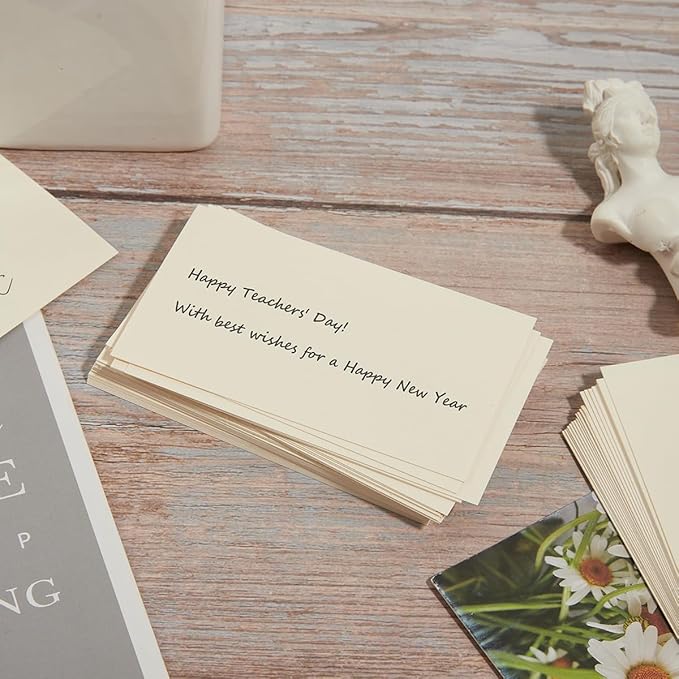 100 Pack Thick Paper Cardstock Blank Heavy Cards Stock for Invitations, Greeting Cards Making, Postcards, Photos, 250GSM Thick Paper (Cream, 2x3.5 inches)