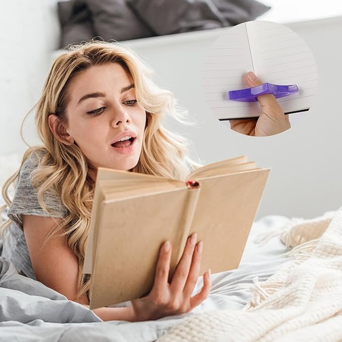 Thumb Book Page Holder for Reading 2Pack，Starry Ring Opener Bookmark，Readers Reading Finger Holder Book Lovers Gifts (Green, Purple)