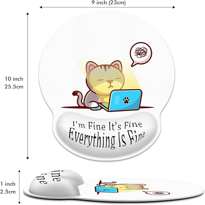 Ergonomic Mouse Pad with Wrist Support,Working Cat Mouse Pad with Wrist Rest,Relieve Wrist Pain Mousepad Non-Slip Rubber Base,Cute Mouse Pads for Desk,Computers,Laptop,Office,Gaming,Accessories