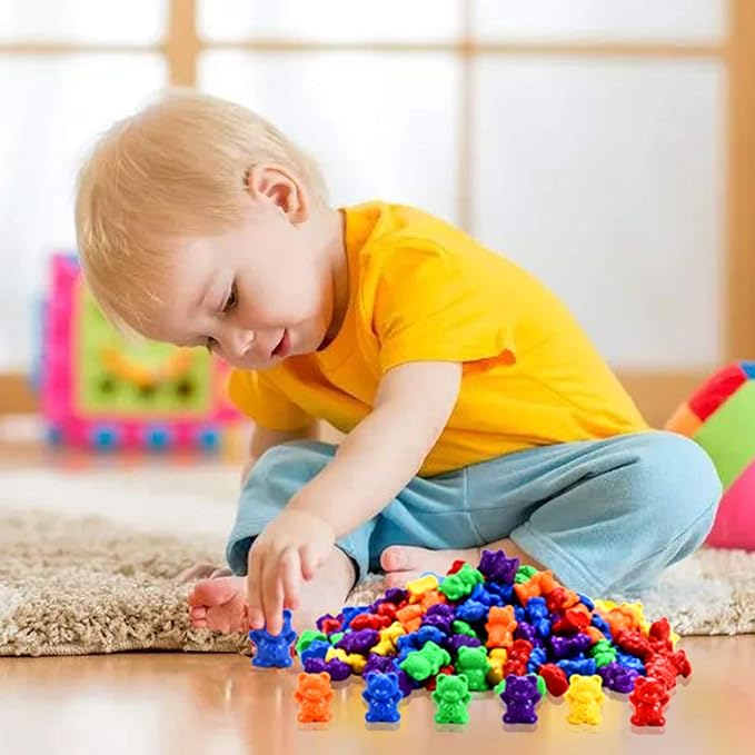 Timoo 120 Pcs Rainbow Counting Bears Math Manipulatives Color Sorting Bears Counting Bears for Toddlers (Green & Purple & Blue & Orange & Red & Yellow)