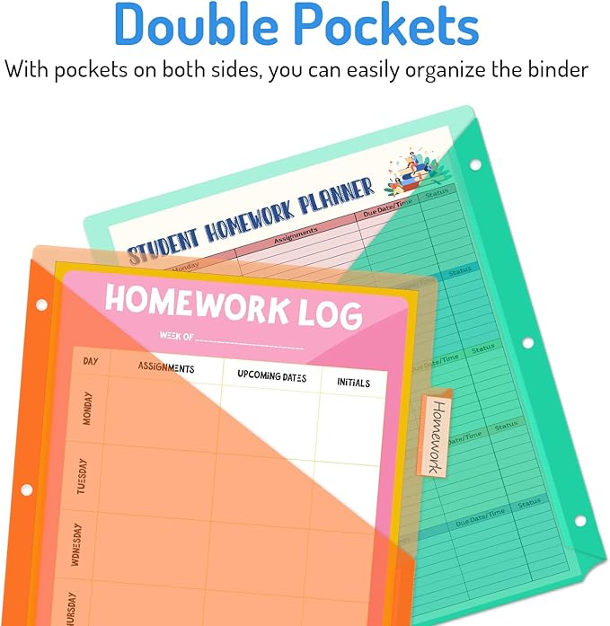 Forvencer 5 Count Dividers with Pockets, 5 Tab Dividers for 3 Ring Binder with Pockets, Subject Dividers with Pockets, Premium Quality Notebook Dividers with Pockets, Multicolor, 1 Set